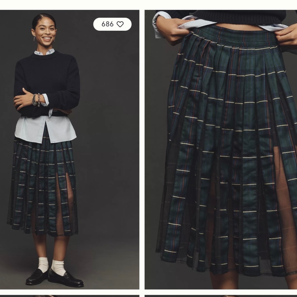 NWT Maeve Pleated Tulle Knee-Length Skirt